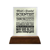 World's Greatest Scientist Glass Plaque